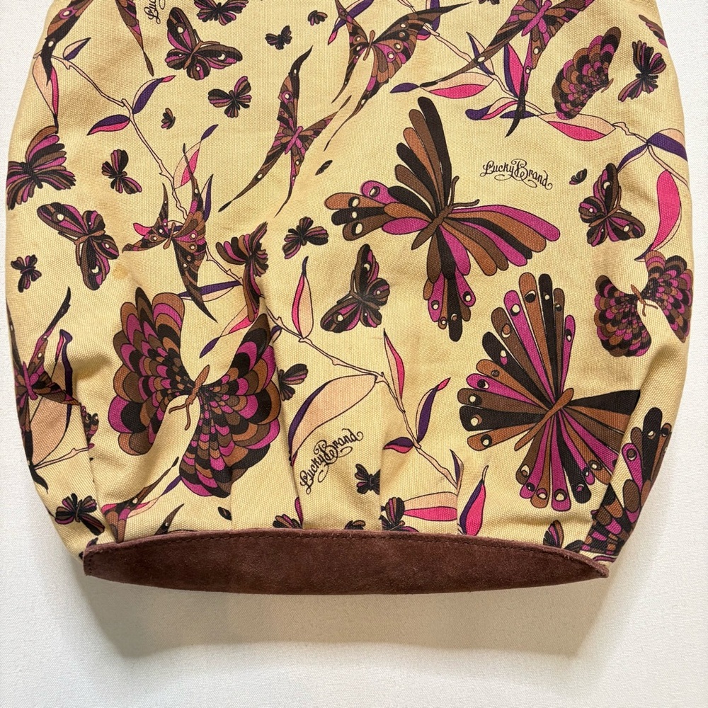 Lucky Brand Trippin Out Butterfly Multi Canvas Suede Tote Bag. - Picture 3 of 16